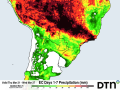 Heavy rainfall is forecast in central Brazil through next week. But is it enough to significantly improve soil moisture for safrinha corn? (DTN graphic)