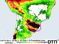 Heavy, flooding rain in the state of Rio Grande do Sul continues for the next 10 days. (DTN graphic)