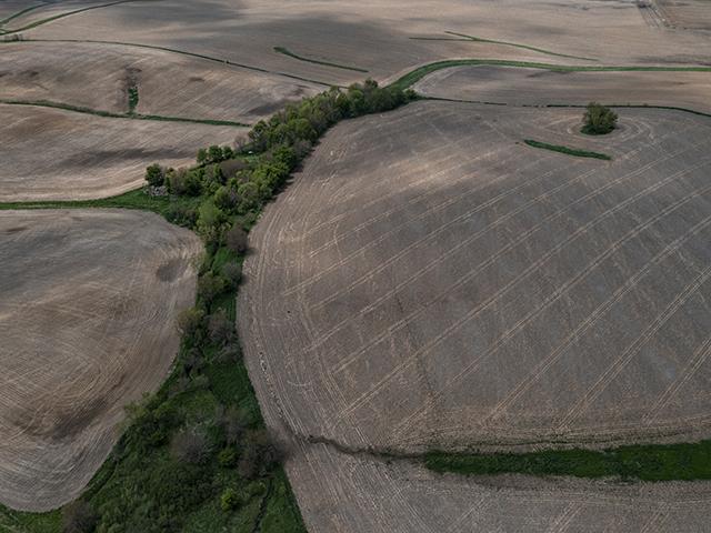 Farmland in Clinton County, Iowa, is shown in this May 11, 2023, photo. The nearest fields make up some of the land sold at auction in DeWitt earlier the same day. (Photo courtesy of Nick Rohlman/The Cedar Rapids Gazette)