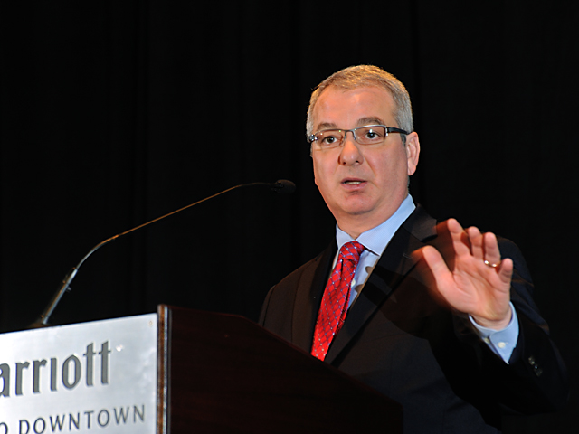 File photo of CHS CEO Carl Casale speaking at a DTN Ag Summit. (DTN file photo by Jim Patrico)