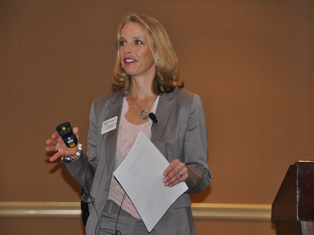 Wendy Neuman, director of market research for the NCBA, talked to producers about the millennial generation&#039;s meat preferences at the NCBA&#039;s annual convention in Nashville on Tuesday. (DTN photo by Emily Unglesbee)