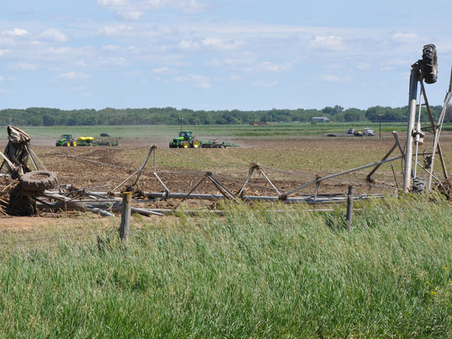 Center pivots were among the farm infrastructure damaged in the Pilger, Neb., area following twin tornadoes that destroyed the town on June 16. Farmers across the Midwest saw extensive damage from a rash of severe weather earlier this summer. (DTN file photo by Todd Neeley)