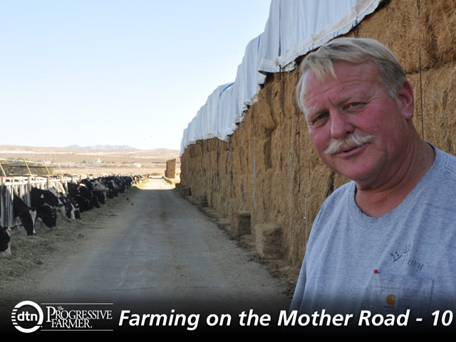 Eldert Van Dam runs a 2,400-head dairy farm on the edge of Barstow, Calif. Van Dam is frustrated with California&#039;s regulatory challenges. Limited water availability on Route 66 west of Barstow has largely caused most agriculture closer to San Bernardino and Los Angeles to disappear. (DTN photo by Chris Clayton)