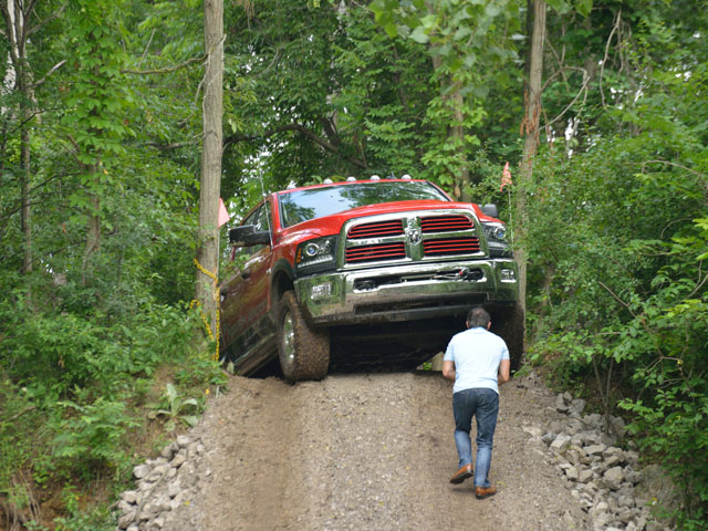 A Ram Power Wagon could squeeze through this narrow spot in the trees. But probably not a Ram Laramie dually. (DTN/The Progressive Farmer photo by Jim Patrico)