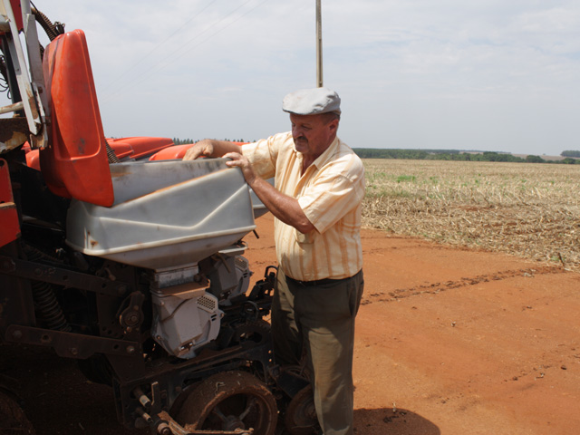 DTN file photo of Brazilian soybean producer Silvio Wegener preparing to start soybean planting. This year planting is off to a quick start in the southern state of Parana. (DTN photo by Alastair Stewart)