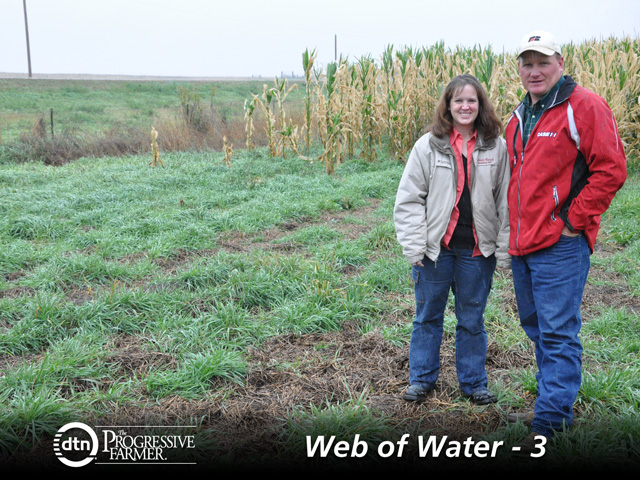 South Dakota ranchers Travis and Renae Gebhart are concerned that intermittent and ephemeral streams that run through their fields could be deemed waters of the U.S. under the proposed Clean Water Act rule. (DTN photo by Todd Neeley)