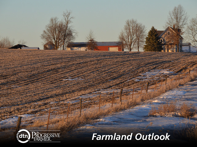Iowa farmland values slipped 6.1% in calendar year 2014, but posted records in the livestock-intense northwest corner of the state. (DTN photo by Elizabeth Williams)