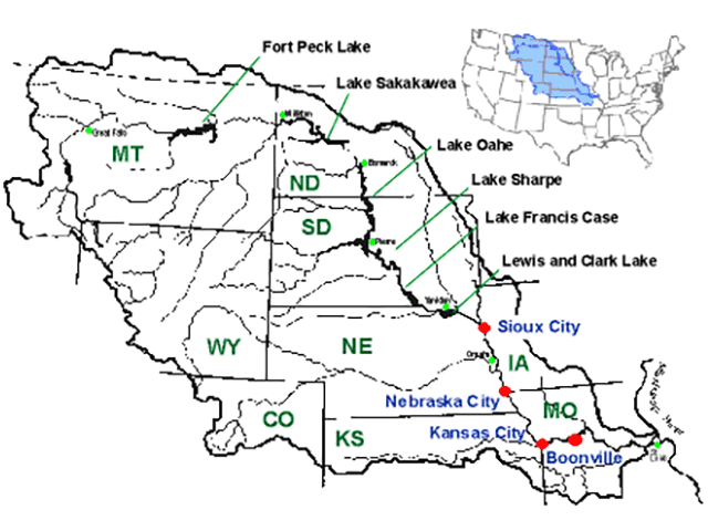 Rivers are filling up from frequent rains. This map of the Missouri River Basin is from the USGS.
