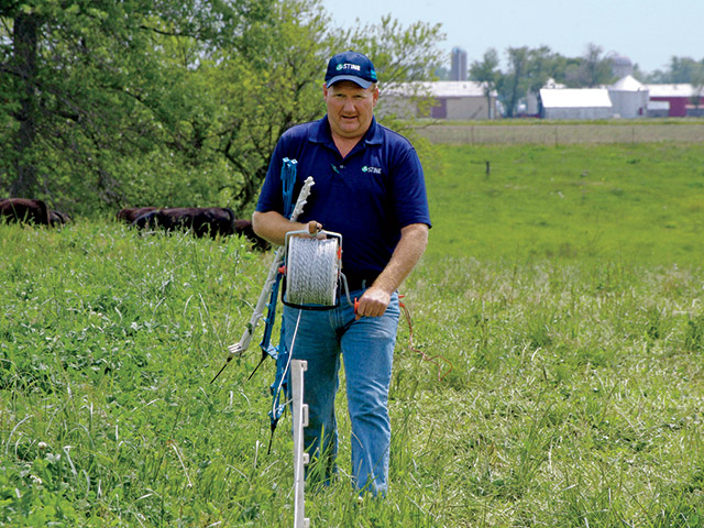 Cliff Schuette created a system of forages that grow, or are stockpiled, for year-round feeding of his fall-calving Simmental-Angus cow herd. (DTN/Progressive Farmer photo by Barb Baylor Anderson)