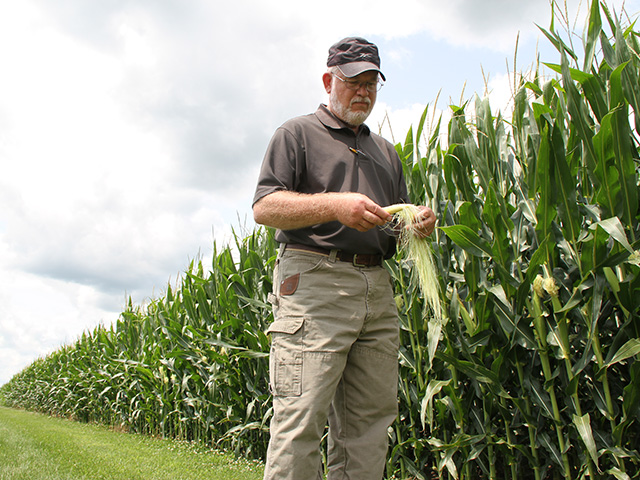 Purdue agronomist Bob Nielsen thinks corn growers can find savings by re-examining their seed and fertility budgets in 2016.  (DTN photo by Pam Smith)