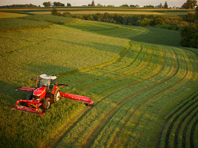 Weather has been mixed for alfalfa production but generally considered good. (Photo courtesy Massey Ferguson)